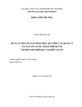 Luận văn thạc sĩ quản lý môi trường đề xuất một số giải pháp hiệu quả phục vụ quản lý tài nguyên nước nhằm thích ứng với biến đổi khí hậu tại kiên giang
