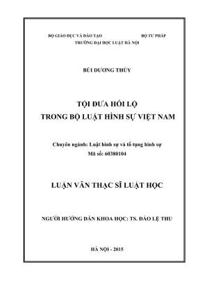Luận văn thạc sĩ luật học tội đưa hối lộ trong bộ luật hình sự việt nam