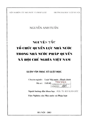 Luận văn thạc sĩ luật học nguyên tắc tổ chức quyền lực nhà nước pháp quyền xã hội chủ nghĩa việt nam