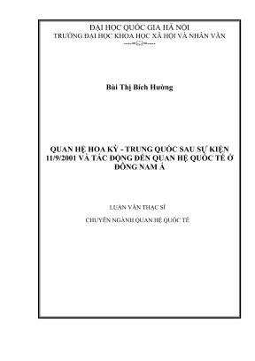 Luận văn thạc sĩ quan hệ quốc tế quan hệ hoa kỳ trung quốc sau sự kiện 1192001 và tác động đến quan hệ quốc tế ở đông nam á