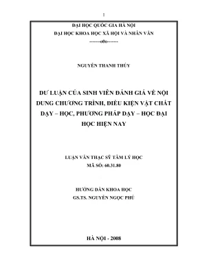 Luận văn thạc sĩ tâm lý học dư luận của sinh viên đánh giá về nội dung chương trình điều kiện vật chất dạy học phương pháp dạy học đại học hiện nay