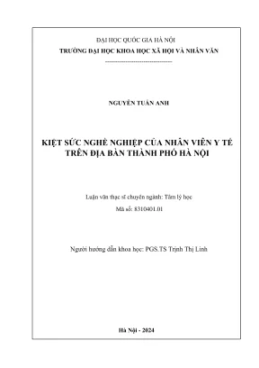 Luận văn thạc sĩ tâm lý học kiệt sức nghề nghiệp của nhân viên y tế trên địa bàn thành phố hà nội