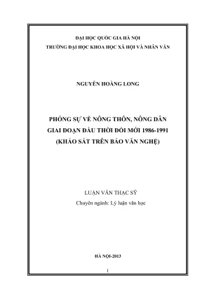 Luận văn thạc sĩ văn học phóng sự về nông thôn nông dân giai đoạn đầu thời đổi mới 19861991 khảo sát trên báo văn nghệ