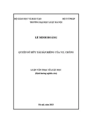 Luận văn thạc sĩ luật học quyền sở hữu tài sản riêng của vợ chồng