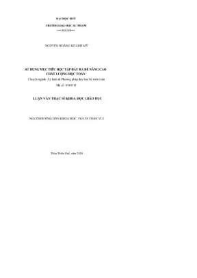 Luận văn thạc sĩ khoa học giáo dục sử dụng mục tiêu học tập đầu ra để nâng cao chất lượng học toán