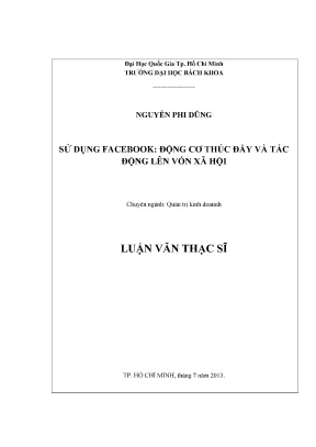 Luận văn thạc sĩ quản trị kinh doanh sử dụng facebook động cơ thúc đẩy và tác động lên vốn xã hội