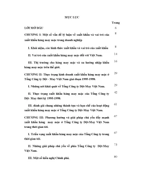 Luận văn một số biện pháp đẩy mạnh xuất khẩu hàng may mặc ở tổng công ty dệt may việt nam