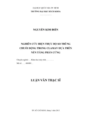 Luận văn thạc sĩ khoa học máy tính  nghiên cứu hiện thực bộ so trùng chuỗi động trong clamav dựa trên nền tảng phần cứng