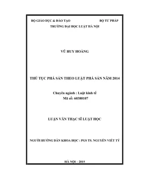 Luận văn thạc sĩ luật học thủ tục phá sản theo luật phá sản năm 2014