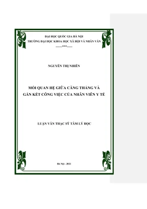 Luận văn thạc sĩ tâm lý học mối quan hệ giữa căng thẳng và gắn kết công việc của nhân viên y tế