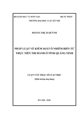 Luận văn thạc sĩ luật học pháp luật về kiểm soát ô nhiễm biển từ thực tiễn thi hành ở tỉnh quảng ninh