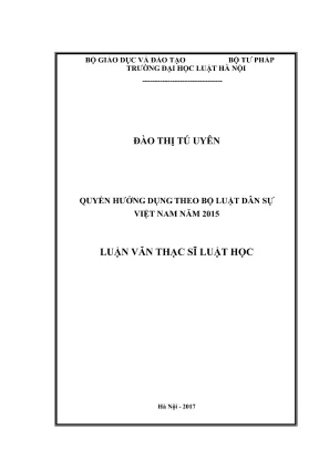 Luận văn thạc sĩ luật học quyền hưởng dụng theo bộ luật dân sự việt nam năm 2015