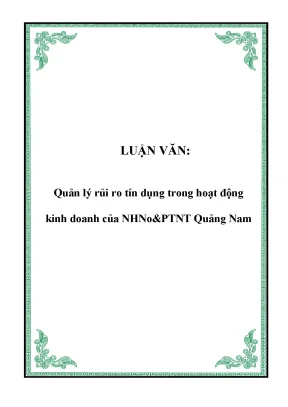 Luận văn tốt nghiệp quản lý rủi ro tín dụng trong hoạt động kinh doanh của nhnoptnt quảng nam