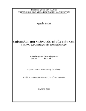 Luận văn thạc sĩ quốc tế học chính sách hội nhập quốc tế của việt nam trong giai đoạn từ 1995 đến nay