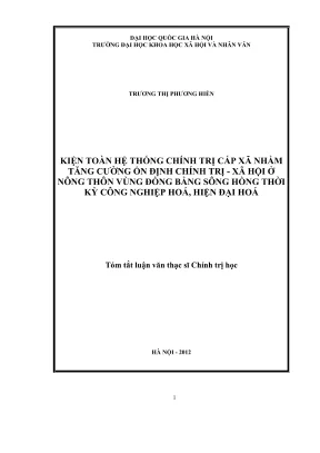 Luận văn thạc sĩ chính trị học kiện toàn hệ thống chính trị cấp xã nhằm tăng cường ổn định chính trị xã hội ở nông thôn vùng đồng bằng sông hồng thời kỳ công nghiệp hóa hiện đại hóa