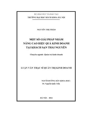 Luận văn thạc sĩ quản trị kinh doanh một số giải pháp nhằm nâng cao hiệu quả kinh doanh tại khách sạn thái nguyên