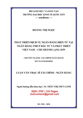 Luận văn thạc sĩ tài chính ngân hàng phát triển dịch vụ ngân hàng điện tử tại ngân hàng tmcp đầu tư và phát triển việt nam chi nhánh lạng sơn