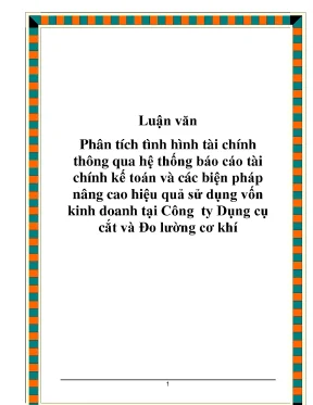 Luận văn đề tài phân tích tình hình tài chính thông qua hệ thống báo cáo tài chính kế toán và các biện pháp nâng cao hiệu quả sử dụng vốn kinh doanh tại công ty dụng cụ cắt và đo lường cơ khí