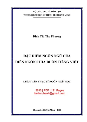 Luận văn thạc sĩ ngôn ngữ học đặc điểm ngôn ngữ của diễn ngôn chia buồn tiếng việt