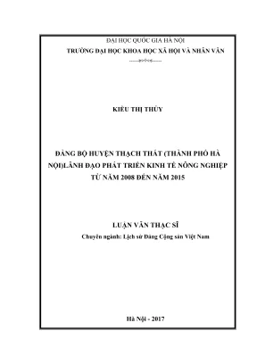 Luận văn thạc sĩ lịch sử đảng cộng sản việt nam đảng bộ huyện thạch thất thành phố hà nội lãnh đạo phát triển kinh tế nông nghiệp từ năm 2008 đến năm 2015
