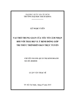 Luận văn thạc sĩ quản trị kinh doanh vai trò trung gian của yếu tố cảm nhận đối với thái độ và ý định đóng góp tri thức trên diễn đàn trực tuyến