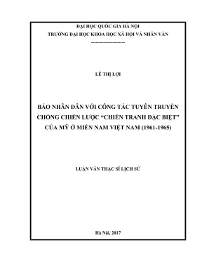 Luận văn thạc sĩ lịch sử báo nhân dân với công tác tuyên truyền chống chiến lược chiến tranh đặc biệt của mỹ ở miền nam việt nam 19611965