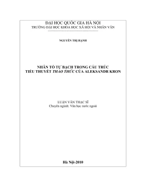 Luận văn thạc sĩ văn học nhân tố tự bạch trong cấu trúc tiểu thuyết thao thức của aleksandr kron