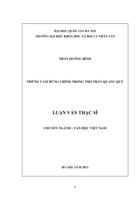 Luận văn thạc sĩ văn học những cảm hứng trong thơ trần quang qúy
