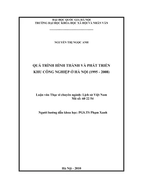 Luận văn thạc sĩ lịch sử quá trình hình thành và phát triển khu công nghiệp ở hà nội 1995 2008