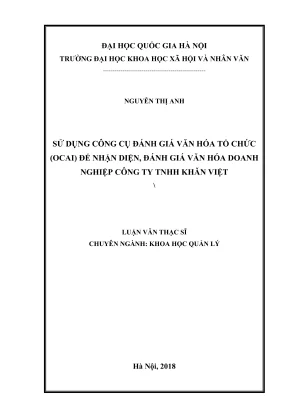 Luận văn thạc sĩ khoa học quản lý sử dụng công cụ đánh giá văn hóa tổ chức ocai để nhận diện đánh giá văn hóa doanh nghiệp công ty tnhh khăn việt