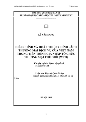 Luận văn thạc sĩ quan hệ quốc tế điều chỉnh và hoàn thiện chính sách thương mại dịch vụ của việt nam trong tiến trình gia nhập tổ chức thương mại thế giới wto