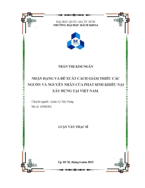 Luận văn thạc sĩ quản lý xây dựng  nhận dạng và đề xuất cách giảm thiểu các nguồn và nguyên nhân của phát sinh khiếu nại xây dựng tại việt nam