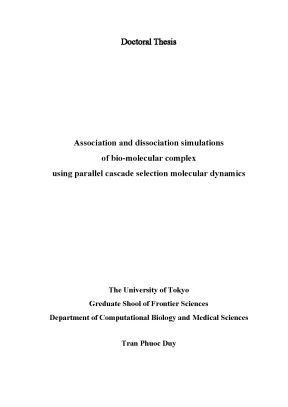 Luận án tiến sĩ association and dissociation simulations of biomolecular complex using parallel cascade selection molecular dynamics