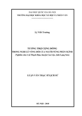 Luận văn thạc sĩ lịch sử tương trợ cộng đồng trong nghi lễ vòng đời của người nùng phàn slình nghiên cứu ở xã thạch đạn huyện cao lộc tỉnh lạng sơn