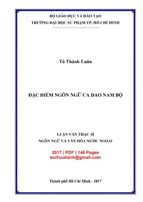 Luận văn thạc sĩ ngôn ngữ và văn hóa nước ngoài đặc điểm ngôn ngữ ca dao nam bộ