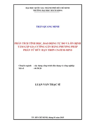 Luận văn thạc sĩ kỹ thuật xây dựng phân tích tĩnh học dao động tự do và ổn định tấm gấp gia cường cân bằng phương pháp phần tử hữu hạn trơn csfemmin3
