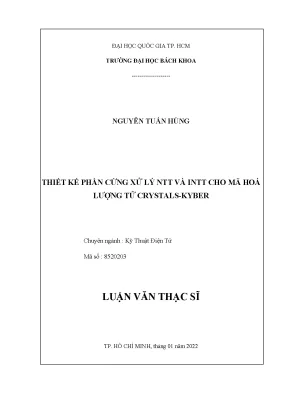 Luận văn thạc sĩ kỹ thuật điện tử thiết kế phần cứng xử lý ntt và intt cho mã hóa lượng tử crystalskyber