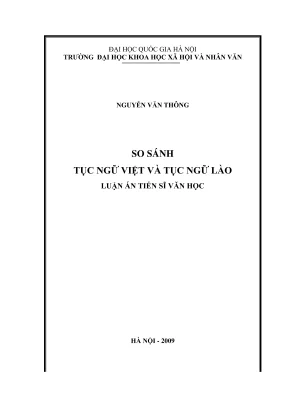 Luận án tiến sĩ văn học so sánh tục ngữ việt và tục ngữ lào