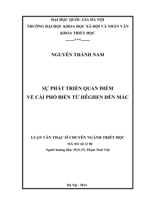 Luận văn thạc sĩ triết học sự phát triển quan điểm về cái phổ biến từ hêghen đến mác