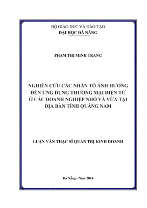 Luận văn thạc sĩ quản trị kinh doanh nghiên cứu ảnh hưởng của các nhân tố đến ứng dụng thương mại điện tử ở các doanh nghiệp nhỏ và vừa tại địa bàn tỉnh quảng nam