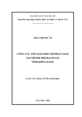 Luận văn thạc sĩ tôn giáo học công tác tôn giáo đối với phật giáo tại thành phố rạch giá tỉnh kiên giang