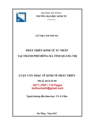 Luận văn thạc sĩ kinh tế phát triển phát triển kinh tế tư nhân tại thành phố đông hà tỉnh quảng trị