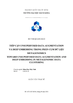 Luận văn thạc sĩ khoa học máy tính tow and unsupervised data augmentation and deep embedding in metagenomic data clustering