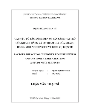 Luận văn thạc sĩ quản trị kinh doanh các yếu tố tác động đến sự sẵn sàng vai trò của khách hàng và sự tham gia của khách hàng một nghiên cứu về dịch vụ điện tử