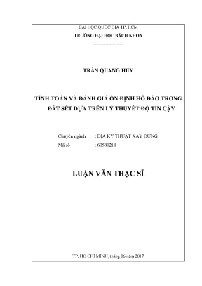 Luận văn thạc sĩ địa kỹ thuật xây dựng tính toán và đánh giá ổn định hố đào trong đất sét dựa trên lý thuyết độ tin cậy