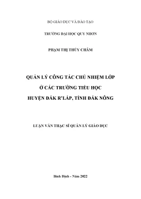 Luận văn thạc sĩ quản lý giáo dục quản lý công tác chủ nhiệm lớp ở các trường tiểu học huyện đắk rlấp tỉnh đắk nông