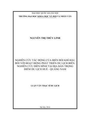 Luận văn thạc sĩ du lịch nghiên cứu tác động của biến đổi khí hậu đối với hoạt động phát triển du lịch biển nghiên cứu điển hình tại địa bàn trọng điểm du lịch huế quảng nam