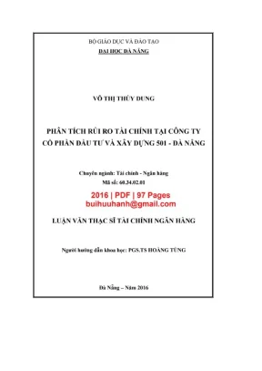 Luận văn thạc sĩ tài chính ngân hàng phân tích rủi ro tài chính tại công ty cổ phần đầu tư và xây dựng 501 đà nẵng