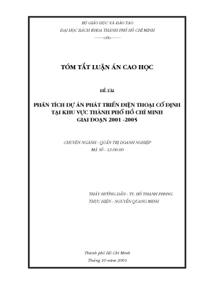 Luận văn thạc sĩ quản trị kinh doanh phân tích dự án phát triển điện thoại cố định tại khu vực tp hồ chí minh giai đoạn 20012005