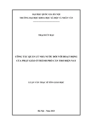 Luận văn thạc sĩ tôn giáo học công tác quản lý nhà nước đối với hoạt động của phật giáo ở thành phố cần thơ hiện nay